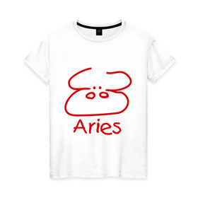 Женская футболка хлопок с принтом Овен , 100% хлопок | прямой крой, круглый вырез горловины, длина до линии бедер, слегка спущенное плечо | aries | гороскоп | знаки зодиака | овен