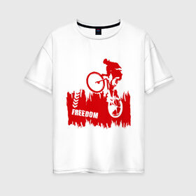 Женская футболка хлопок Oversize с принтом Велосипед , 100% хлопок | свободный крой, круглый ворот, спущенный рукав, длина до линии бедер
 | streeet | xtream | велик | вело | велосипед | стрит | экстрим