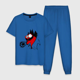 Мужская пижама хлопок с принтом Пила , 100% хлопок | брюки и футболка прямого кроя, без карманов, на брюках мягкая резинка на поясе и по низу штанин
 | бензопла | животные | пародия | пила | юмор