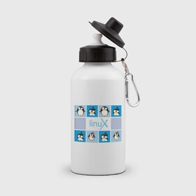 Бутылка спортивная с принтом Linux (2) , металл | емкость — 500 мл, в комплекте две пластиковые крышки и карабин для крепления | Тематика изображения на принте: 