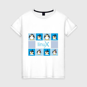 Женская футболка хлопок с принтом Linux (2) , 100% хлопок | прямой крой, круглый вырез горловины, длина до линии бедер, слегка спущенное плечо | 