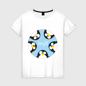 Женская футболка хлопок с принтом Linux (3) , 100% хлопок | прямой крой, круглый вырез горловины, длина до линии бедер, слегка спущенное плечо | 
