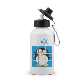 Бутылка спортивная с принтом Linux (4) , металл | емкость — 500 мл, в комплекте две пластиковые крышки и карабин для крепления | Тематика изображения на принте: 