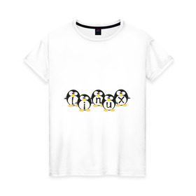 Женская футболка хлопок с принтом Linux (5) , 100% хлопок | прямой крой, круглый вырез горловины, длина до линии бедер, слегка спущенное плечо | пингвин