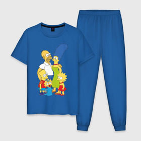 Мужская пижама хлопок с принтом The Simpsons (2) , 100% хлопок | брюки и футболка прямого кроя, без карманов, на брюках мягкая резинка на поясе и по низу штанин
 | гомер