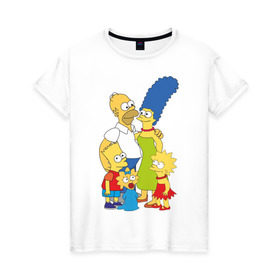 Женская футболка хлопок с принтом The Simpsons (2) , 100% хлопок | прямой крой, круглый вырез горловины, длина до линии бедер, слегка спущенное плечо | гомер