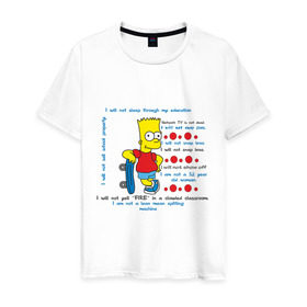 Мужская футболка хлопок с принтом Бард Симпсон Скейт , 100% хлопок | прямой крой, круглый вырез горловины, длина до линии бедер, слегка спущенное плечо. | simpsons | барт | барт симпсон | симпсоны | симсоны
