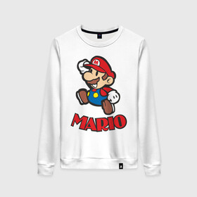 Женский свитшот хлопок с принтом Super Mario (3) , 100% хлопок | прямой крой, круглый вырез, на манжетах и по низу широкая трикотажная резинка  | nintendo | марио | нинтендо