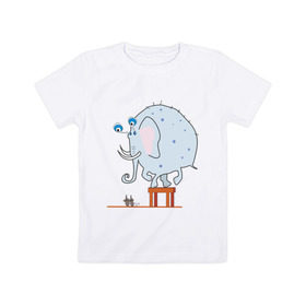 Детская футболка хлопок с принтом Слон и мыши , 100% хлопок | круглый вырез горловины, полуприлегающий силуэт, длина до линии бедер | животные | испуганный