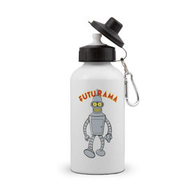 Бутылка спортивная с принтом Bender (1) , металл | емкость — 500 мл, в комплекте две пластиковые крышки и карабин для крепления | Тематика изображения на принте: bender | futurama | бендер | футурама