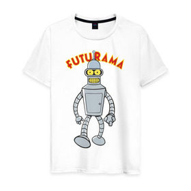 Мужская футболка хлопок с принтом Bender (1) , 100% хлопок | прямой крой, круглый вырез горловины, длина до линии бедер, слегка спущенное плечо. | bender | futurama | бендер | футурама