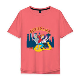 Мужская футболка хлопок Oversize с принтом Futurama(1) , 100% хлопок | свободный крой, круглый ворот, “спинка” длиннее передней части | 