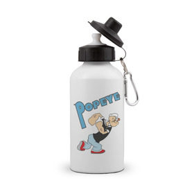 Бутылка спортивная с принтом Popeye , металл | емкость — 500 мл, в комплекте две пластиковые крышки и карабин для крепления | popeye