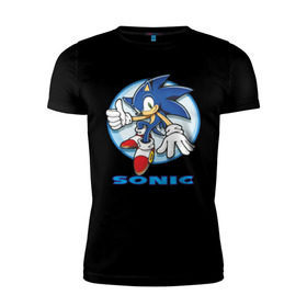 Мужская футболка премиум с принтом Sonic , 92% хлопок, 8% лайкра | приталенный силуэт, круглый вырез ворота, длина до линии бедра, короткий рукав | Тематика изображения на принте: sonic | sonic 2 | super sonic | соник