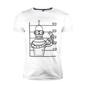 Мужская футболка премиум с принтом Bender (3) , 92% хлопок, 8% лайкра | приталенный силуэт, круглый вырез ворота, длина до линии бедра, короткий рукав | bender | futurama | бендер | футурама