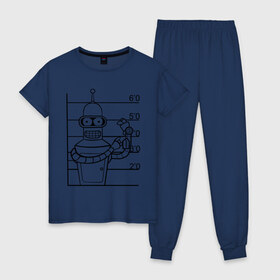 Женская пижама хлопок с принтом Bender (3) , 100% хлопок | брюки и футболка прямого кроя, без карманов, на брюках мягкая резинка на поясе и по низу штанин | bender | futurama | бендер | футурама