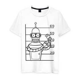 Мужская футболка хлопок с принтом Bender (3) , 100% хлопок | прямой крой, круглый вырез горловины, длина до линии бедер, слегка спущенное плечо. | bender | futurama | бендер | футурама