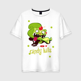 Женская футболка хлопок Oversize с принтом Сandy kills , 100% хлопок | свободный крой, круглый ворот, спущенный рукав, длина до линии бедер
 | happy tree friends