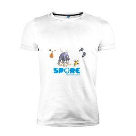 Мужская футболка премиум с принтом Spore (3) , 92% хлопок, 8% лайкра | приталенный силуэт, круглый вырез ворота, длина до линии бедра, короткий рукав | игры | лаборатория существ | спор