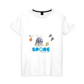 Женская футболка хлопок с принтом Spore (3) , 100% хлопок | прямой крой, круглый вырез горловины, длина до линии бедер, слегка спущенное плечо | игры | лаборатория существ | спор