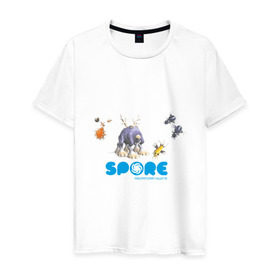 Мужская футболка хлопок с принтом Spore (3) , 100% хлопок | прямой крой, круглый вырез горловины, длина до линии бедер, слегка спущенное плечо. | игры | лаборатория существ | спор