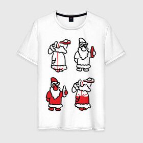 Мужская футболка хлопок с принтом Дед_мороз , 100% хлопок | прямой крой, круглый вырез горловины, длина до линии бедер, слегка спущенное плечо. | 