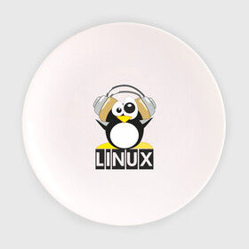 Тарелка 3D с принтом Linux , фарфор | диаметр - 210 мм
диаметр для нанесения принта - 120 мм | пингвин