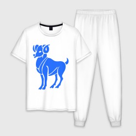 Мужская пижама хлопок с принтом Овен (3) , 100% хлопок | брюки и футболка прямого кроя, без карманов, на брюках мягкая резинка на поясе и по низу штанин
 | 