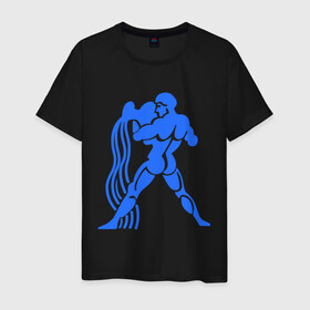 Мужская футболка хлопок с принтом Водолей (2) , 100% хлопок | прямой крой, круглый вырез горловины, длина до линии бедер, слегка спущенное плечо. | zodiac | водолей | гороскоп | знаки зодиака