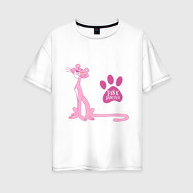 Женская футболка хлопок Oversize с принтом Розовая Пантера , 100% хлопок | свободный крой, круглый ворот, спущенный рукав, длина до линии бедер
 | Тематика изображения на принте: pink panther | розовая пантера
