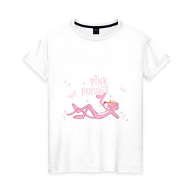 Женская футболка хлопок с принтом Pink panther , 100% хлопок | прямой крой, круглый вырез горловины, длина до линии бедер, слегка спущенное плечо | pink panther | розовая пантера