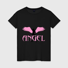 Женская футболка хлопок с принтом Angel , 100% хлопок | прямой крой, круглый вырез горловины, длина до линии бедер, слегка спущенное плечо | wings | ангел | девушка | крылья