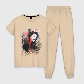 Женская пижама хлопок с принтом Tokio Hotel , 100% хлопок | брюки и футболка прямого кроя, без карманов, на брюках мягкая резинка на поясе и по низу штанин | tokio hotel