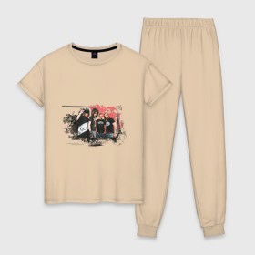 Женская пижама хлопок с принтом Tokio Hotel (3) , 100% хлопок | брюки и футболка прямого кроя, без карманов, на брюках мягкая резинка на поясе и по низу штанин | tokio hotel