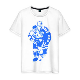 Мужская футболка хлопок с принтом Хоккеисты , 100% хлопок | прямой крой, круглый вырез горловины, длина до линии бедер, слегка спущенное плечо. | кхл | нхл | хокей | хоккеист | хоккеисты | хоккей | хоккейный спорт