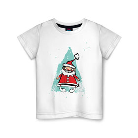 Детская футболка хлопок с принтом Дед_мороз (3) , 100% хлопок | круглый вырез горловины, полуприлегающий силуэт, длина до линии бедер | 2012 | new year | дед | дед мороз | нг | новый 2012 | новый год | санта | санта клаус