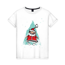 Женская футболка хлопок с принтом Дед_мороз (3) , 100% хлопок | прямой крой, круглый вырез горловины, длина до линии бедер, слегка спущенное плечо | 2012 | new year | дед | дед мороз | нг | новый 2012 | новый год | санта | санта клаус