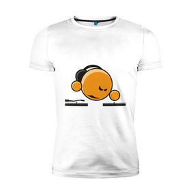 Мужская футболка премиум с принтом Смайл DJ , 92% хлопок, 8% лайкра | приталенный силуэт, круглый вырез ворота, длина до линии бедра, короткий рукав | deejay | dj | smile | диджей | смайл | смайлик | улыбка