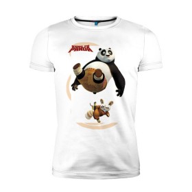 Мужская футболка премиум с принтом Kung Fu Panda 2 , 92% хлопок, 8% лайкра | приталенный силуэт, круглый вырез ворота, длина до линии бедра, короткий рукав | панда