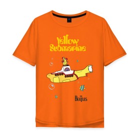 Мужская футболка хлопок Oversize с принтом Yellow submarine , 100% хлопок | свободный крой, круглый ворот, “спинка” длиннее передней части | Тематика изображения на принте: beatles | rock | yellow submarine | битлз | желтая подводная лодка | рок