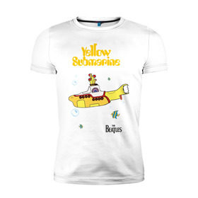 Мужская футболка премиум с принтом Yellow submarine , 92% хлопок, 8% лайкра | приталенный силуэт, круглый вырез ворота, длина до линии бедра, короткий рукав | Тематика изображения на принте: beatles | rock | yellow submarine | битлз | желтая подводная лодка | рок