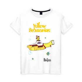 Женская футболка хлопок с принтом Yellow submarine , 100% хлопок | прямой крой, круглый вырез горловины, длина до линии бедер, слегка спущенное плечо | beatles | rock | yellow submarine | битлз | желтая подводная лодка | рок