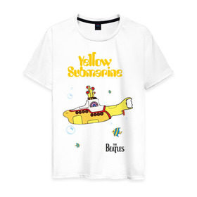 Мужская футболка хлопок с принтом Yellow submarine , 100% хлопок | прямой крой, круглый вырез горловины, длина до линии бедер, слегка спущенное плечо. | Тематика изображения на принте: beatles | rock | yellow submarine | битлз | желтая подводная лодка | рок