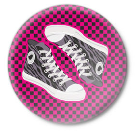 Значок с принтом Кеды ,  металл | круглая форма, металлическая застежка в виде булавки | emo | кеды | обувь | субкультуры | эмо