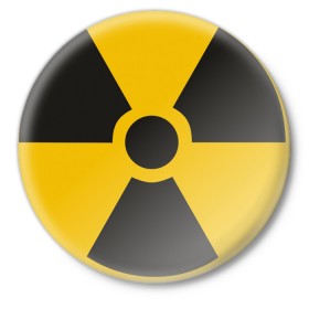 Значок с принтом Радиация ,  металл | круглая форма, металлическая застежка в виде булавки | прикольные рисунки | радиация | радиоактивная | эмблема