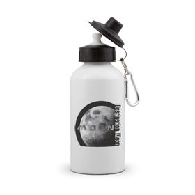 Бутылка спортивная с принтом MOON (Destination Moon) , металл | емкость — 500 мл, в комплекте две пластиковые крышки и карабин для крепления | Тематика изображения на принте: destination moon | moon | луна | назначение луны | стутник земли
