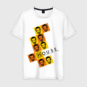 Мужская футболка хлопок с принтом Доктор Хаус (2) , 100% хлопок | прямой крой, круглый вырез горловины, длина до линии бедер, слегка спущенное плечо. | house | house md | доктор хауз | доктор хаус | хауз | хаус | хью лори