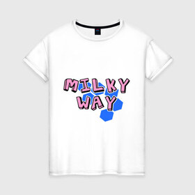 Женская футболка хлопок с принтом Milky way , 100% хлопок | прямой крой, круглый вырез горловины, длина до линии бедер, слегка спущенное плечо | dance | milkyway | tecktonick | tektonic | tektonik | клуб | танцевать | тектоник | тиктоник