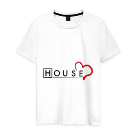 Мужская футболка хлопок с принтом House love , 100% хлопок | прямой крой, круглый вырез горловины, длина до линии бедер, слегка спущенное плечо. | everybody lies | haus | house | все лгут | доктор | хауз | хаус | хью лори