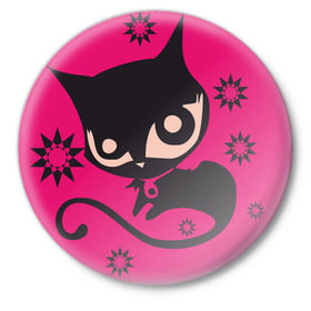 Значок с принтом Doom kitty (1) ,  металл | круглая форма, металлическая застежка в виде булавки | cat | kiti | kittie | kitty | кот | котэ | кошка